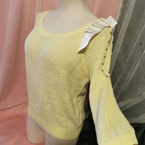 LIZ LISA Tralala Top Size Women's Small Pastel Yellow Soft Sweater Cardigan Cute